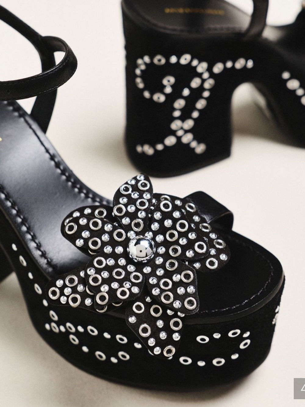 By Anthropologie Studded Flower Platform Heel - Picture 4 of 9